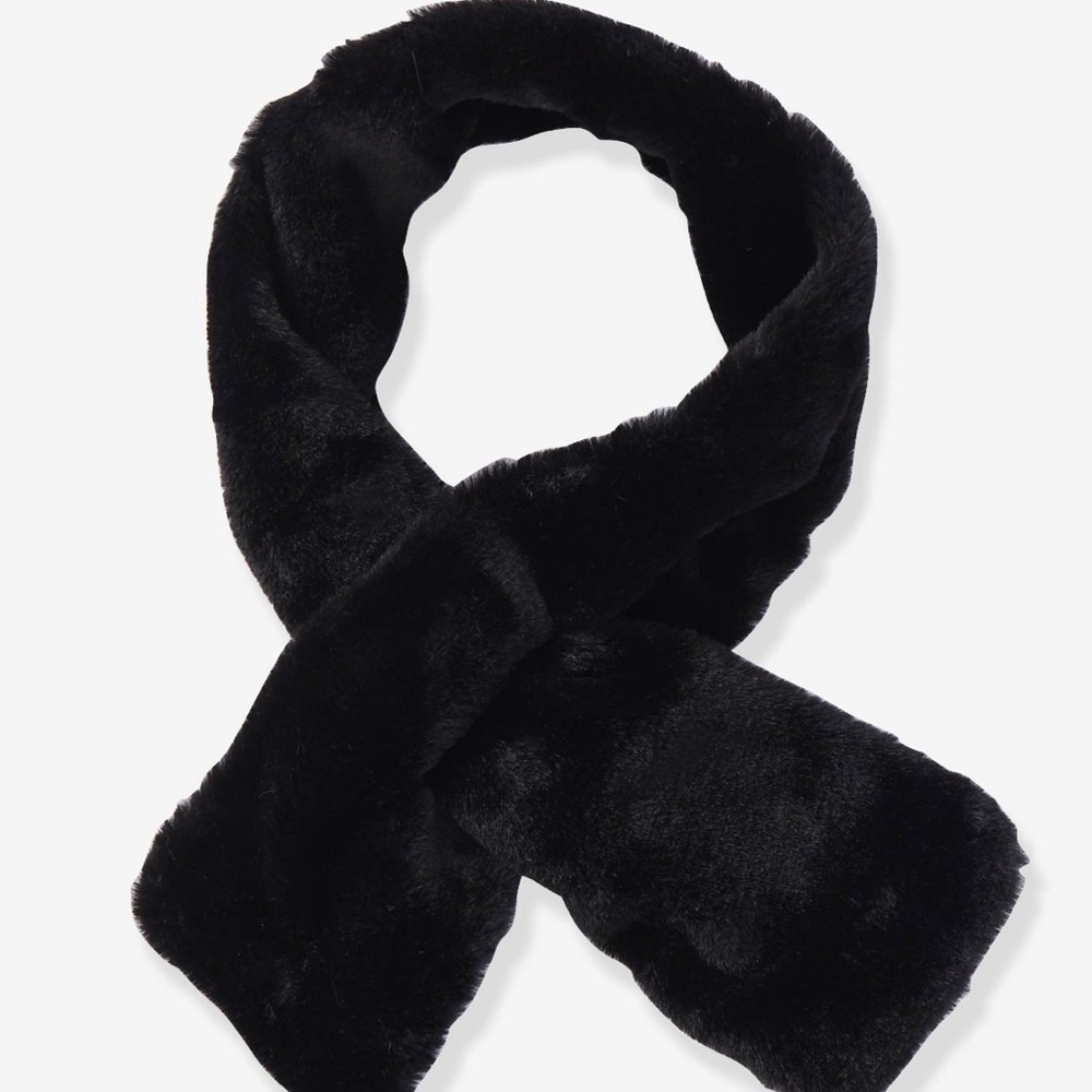 Copper Key Faux short Fur Black Scarf Wrap